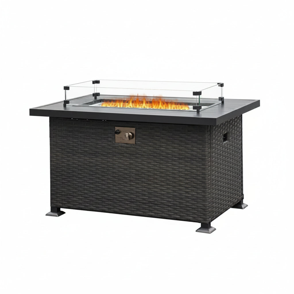43.3 In. W X 27 In. D X 24.41 In. H Rectangle Metal Propane Burning Outdoor Fire Pit in Dark Gray