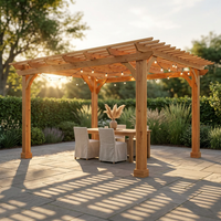 10' X 12' Patio Pergola, Cedar Wood Pergolas with Solid Structure, Pergola Kits, Outdoor Pergolas and Gazebos with Slatted Trellis Roof for Deck Backyard Grill Party Garden — Studio Shot