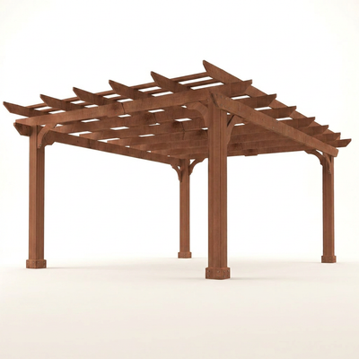 Patio Pergola Built for All-Weather Outdoor Living, Cedar Wood Construction, Slatted Trellis Roof, 10x12