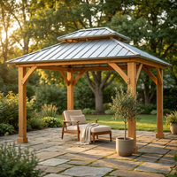 10' X 12' Wooden Gazebo,Patio Hardtop Gazebo Wood,Diy Color Permanent Pavilion with Galvanized Steel Double Metal Roof for Backyard, Deck(Windproof, Snow-Load Bearing, Waterproof, Rustproof) — Studio Shot