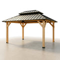 Wooden Gazebo Built to Last Outdoors, 10x12 Hardtop, Galvanized Steel Roof, Wood Frame, Weather Resistant
