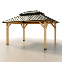 10' X 12' Wooden Gazebo,Patio Hardtop Gazebo Wood,Diy Color Permanent Pavilion with Galvanized Steel Double Metal Roof for Backyard, Deck(Windproof, Snow-Load Bearing, Waterproof, Rustproof) — Studio Shot