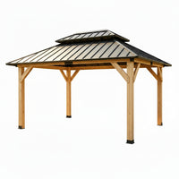 Wooden Gazebo Built to Last Outdoors, 10x12 Hardtop, Galvanized Steel Roof, Wood Frame, Weather Resistant
