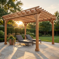 12X16 FT All Cedar Wood Wooden Pergola, Pergola Kit with Stakes, Quality Wood Supported Structure, Snow and Wind Supported, Outdoor Garden Shelter with Cedar Framed for Backyard, Deck, Lawn — Studio Shot