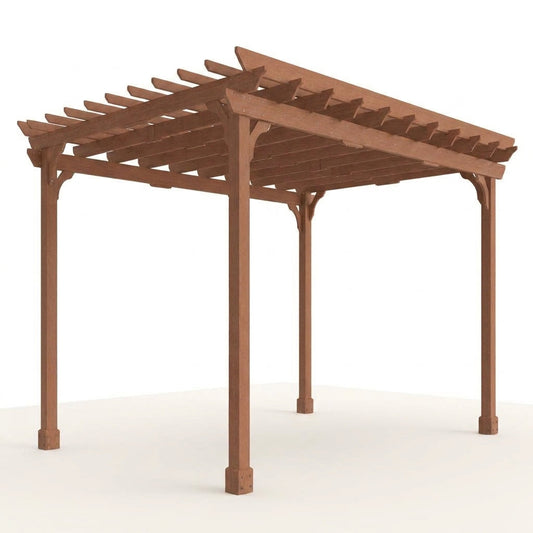 12X16 FT All Cedar Wood Wooden Pergola, Pergola Kit with Stakes, Quality Wood Supported Structure, Snow and Wind Supported, Outdoor Garden Shelter with Cedar Framed for Backyard, Deck, Lawn — Studio Shot