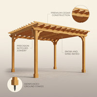12X16 FT All Cedar Wood Wooden Pergola, Pergola Kit with Stakes, Quality Wood Supported Structure, Snow and Wind Supported, Outdoor Garden Shelter with Cedar Framed for Backyard, Deck, Lawn — infographic