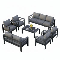 Aluminum Patio Furniture Set, 7 Piece Metal Outdoor Set, Patio Furniture Set with Waterproof Covers for Backyard Garden（Grey）