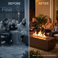 48 In. W X 15 In. H Square Iron Gas Burning Outdoor Fire Pit in Brown — Before & After