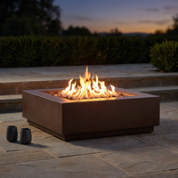 48 In. W X 15 In. H Square Iron Gas Burning Outdoor Fire Pit in Brown — Studio Shot