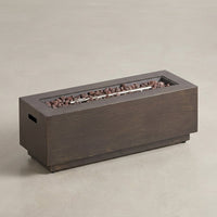 48 In. W X 15 In. H Square Iron Gas Burning Outdoor Fire Pit in Brown — Studio Shot
