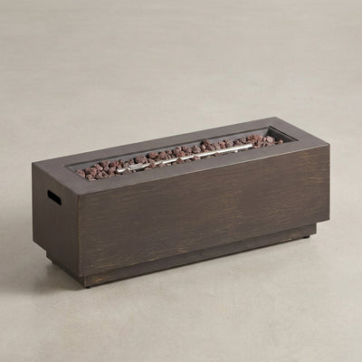 Propane Gas Fire Pit Built for Outdoor Gatherings, 50,000 BTU, 48 Inch Square Iron Design, Brown Finish