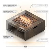 48 In. W X 15 In. H Square Iron Gas Burning Outdoor Fire Pit in Brown — How It Works