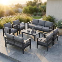 Aluminum Patio Furniture Set, 7 Piece Metal Outdoor Set, Patio Furniture Set with Waterproof Covers for Backyard Garden（Grey） — Studio Shot