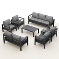 Aluminum Patio Furniture Set Built for All Weather, 7 Piece Metal Set, Waterproof Covers, 5-Inch Cushions