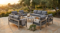 Aluminum Patio Furniture Set, 7 Piece Metal Outdoor Set, Patio Furniture Set with Waterproof Covers for Backyard Garden（Grey） — Lifestyle