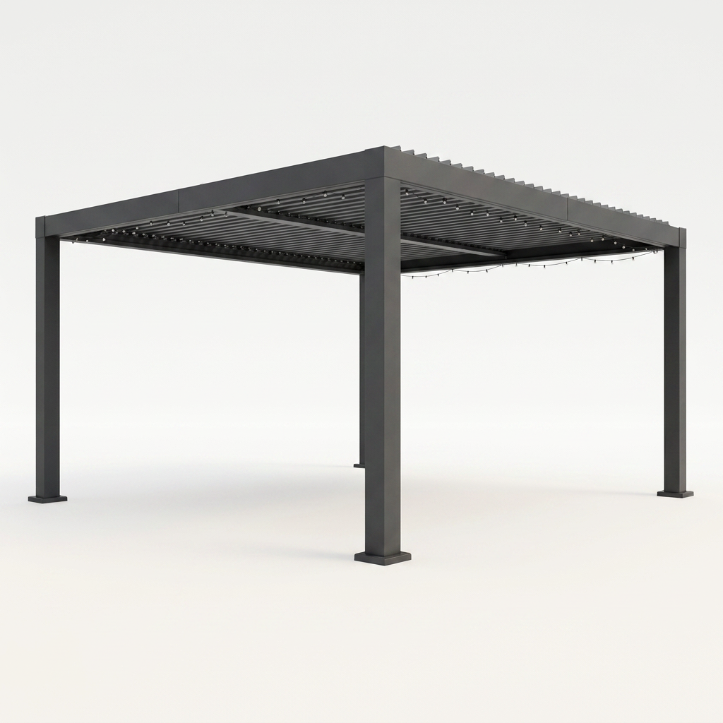 Louvered Pergola, Outdoor Pergola with Adjustable Louvered Roof, Reinforced Aluminum Frame, Integrated Drainage System, Hardtop Gazebo for Patio — Studio Shot