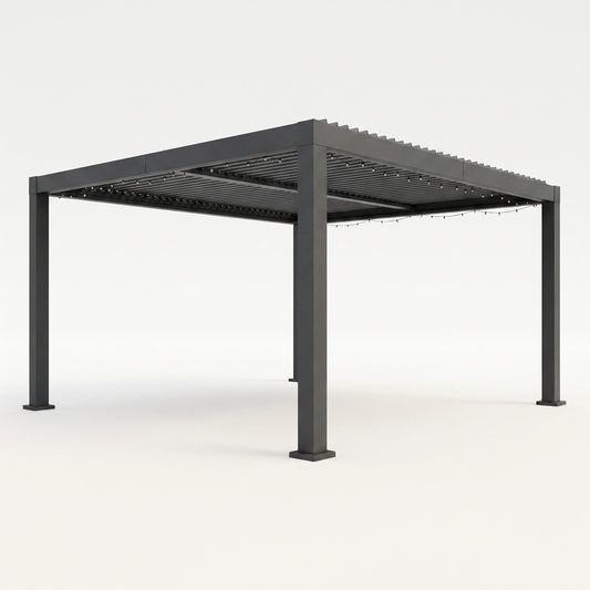 Louvered Pergola, Outdoor Pergola with Adjustable Louvered Roof, Reinforced Aluminum Frame, Integrated Drainage System, Hardtop Gazebo for Patio — Studio Shot