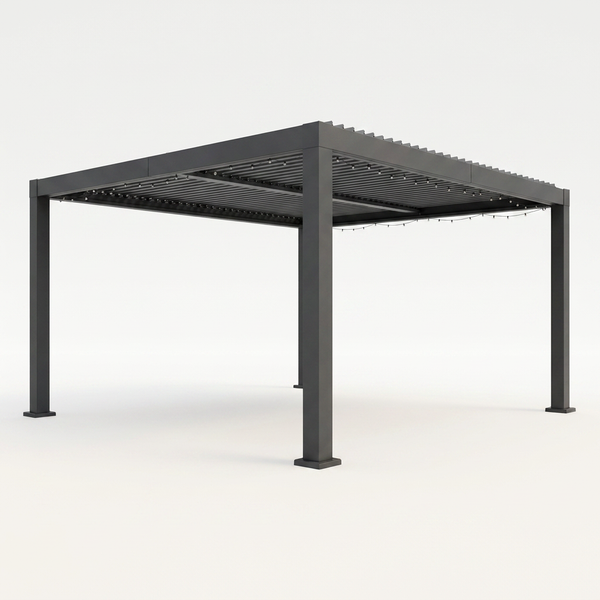 Louvered Pergola, Outdoor Pergola with Adjustable Louvered Roof, Reinforced Aluminum Frame, Integrated Drainage System, Hardtop Gazebo for Patio — Studio Shot