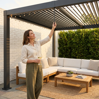 Louvered Pergola, Outdoor Pergola with Adjustable Louvered Roof, Reinforced Aluminum Frame, Integrated Drainage System, Hardtop Gazebo for Patio — Lifestyle