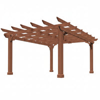 10' X 12' Patio Pergola, Cedar Wood Pergolas with Solid Structure, Pergola Kits, Outdoor Pergolas and Gazebos with Slatted Trellis Roof for Deck Backyard Grill Party Garden