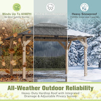 10' X 12' Wooden Gazebo,Patio Hardtop Gazebo Wood,Diy Color Permanent Pavilion with Galvanized Steel Double Metal Roof for Backyard, Deck(Windproof, Snow-Load Bearing, Waterproof, Rustproof)
